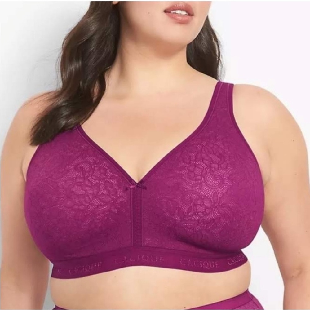NWT Cacique Unlined Full Coverage No-Wire Bra With Cotton Comfort Band Sz 50DDD